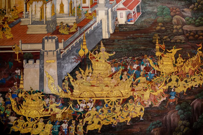 Thai Ramakien Royal Procession Mural Canvas wall art print | PrintPosters.in